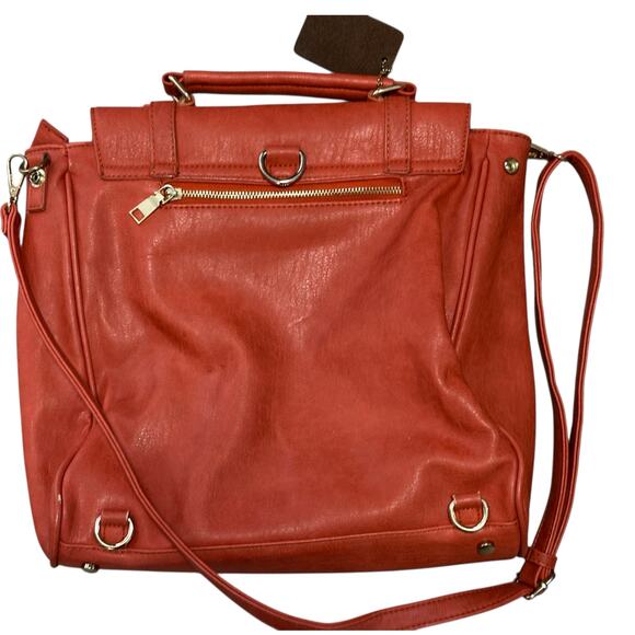 Large Vegan Leather Burnt Orange Tote Bag Laptop Bag MMS Design Studio - Picture 2 of 7